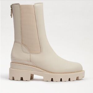Sam Edelman beige leather boots, Genia Lug Chelsea leather boots in ivory​